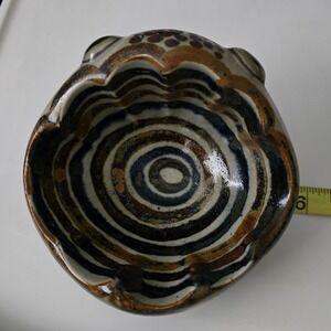 Ken Edwards Tonala Mexico Pottery Frog Trinket Dish Signed Folk Art Stoneware